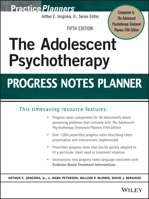 Title details for The Adolescent Psychotherapy Progress Notes Planner by David J. Berghuis - Available